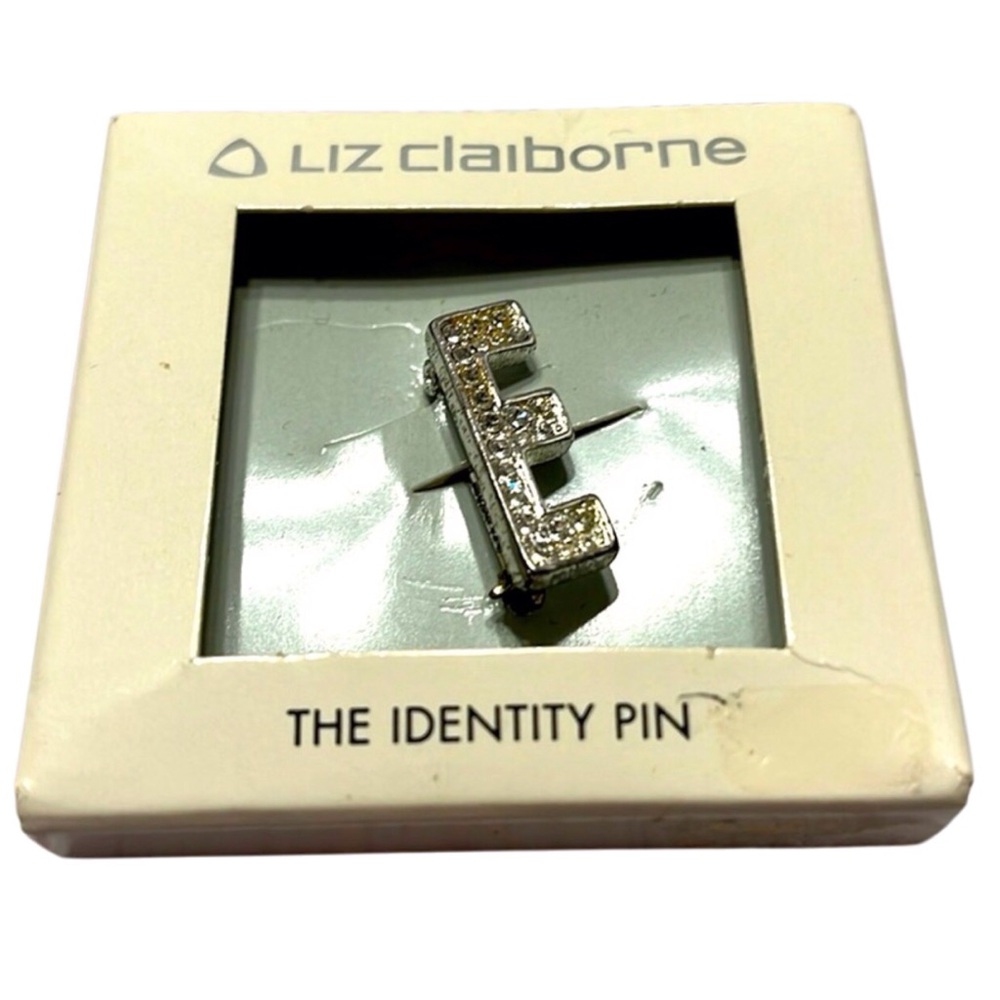 Liz Claiborne Rhinestone Identity Pin. “E”. NWT